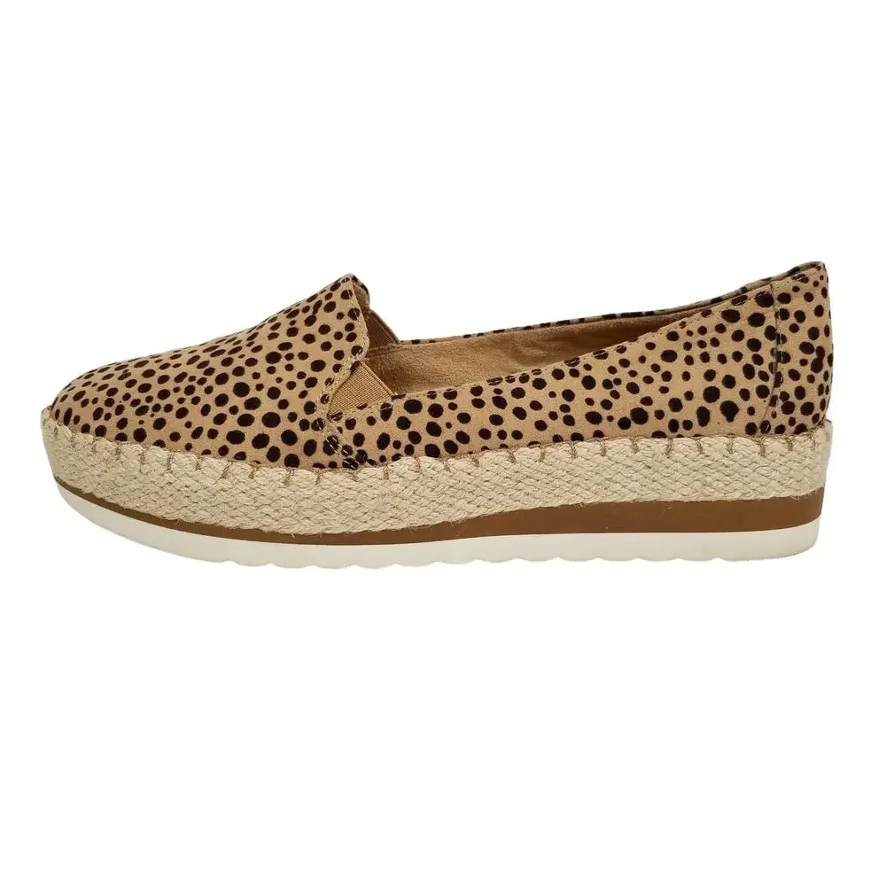 Dr. Scholl's Women's Discovery Cheetah Print Platform Espadrilles Tan Black 11